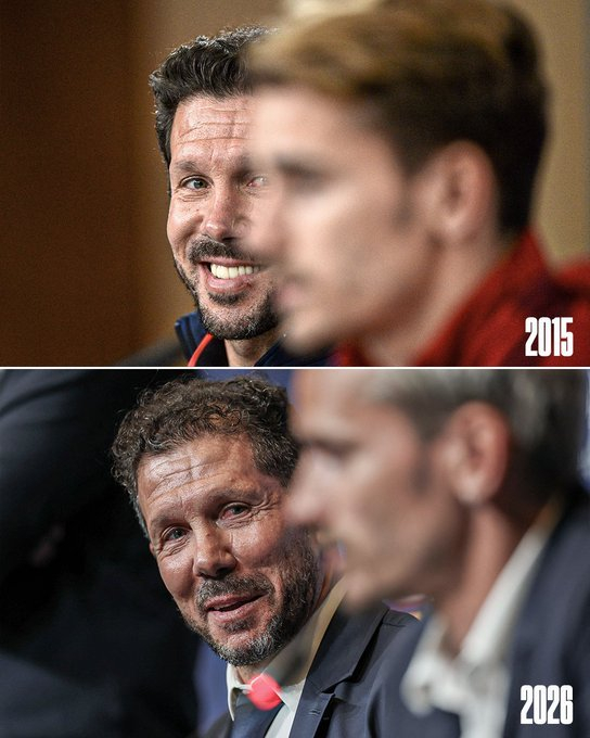 西蒙尼与格里兹曼隔空互致眼神，11年再续情谊