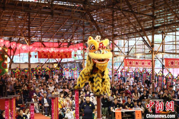 首届国际高桩舞狮赛在香港上演 多国队伍争夺“